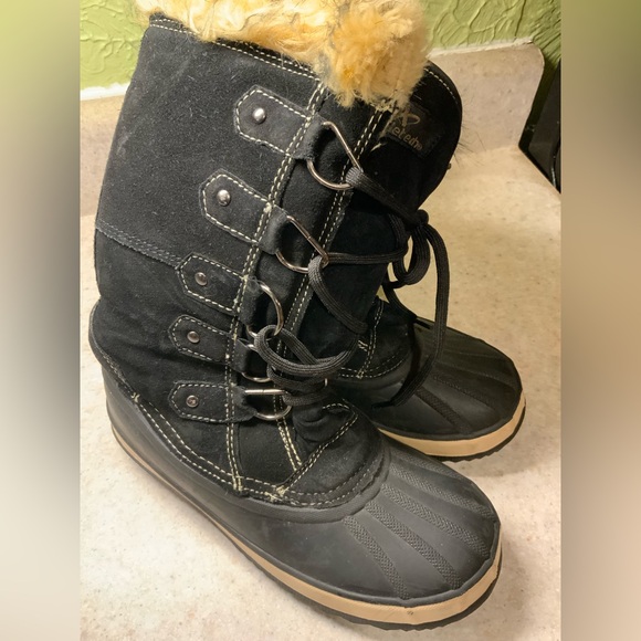 Athletech Women's Black and Tan Lace Up Boots - Picture 3 of 3